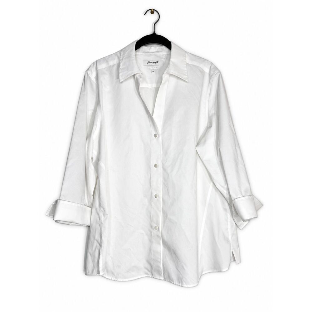Foxcroft NYC Women’s XL White Non Iron Stretch Cotton Button Down Tunic